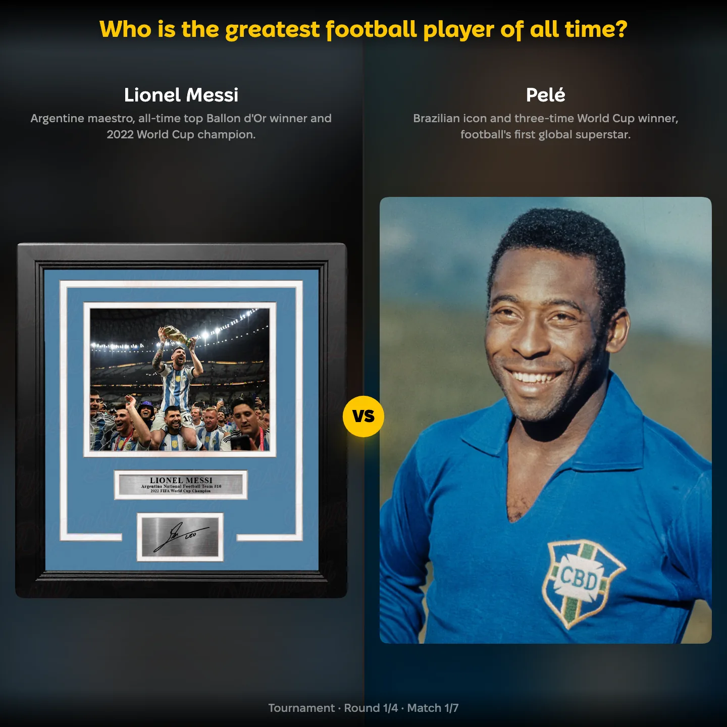 The greatest football player of all time ranked, Lionel Messi against Pelé