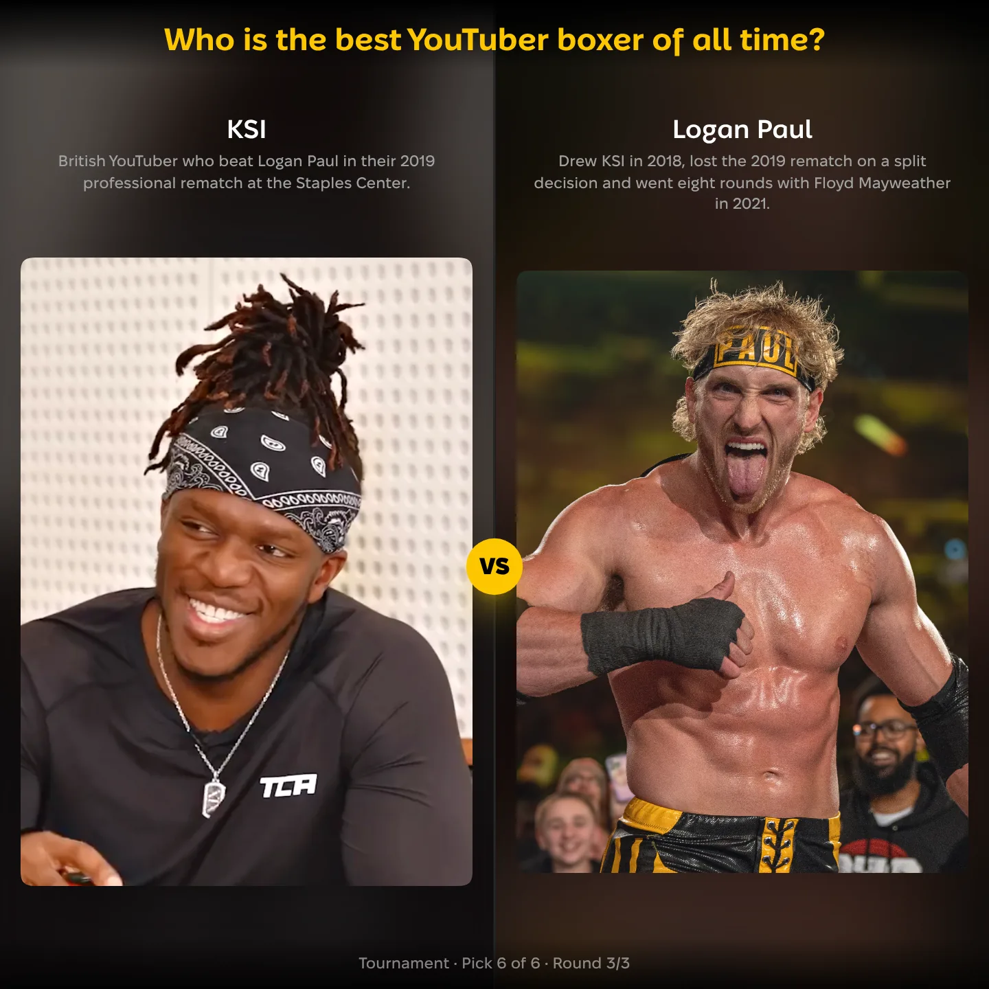 Logan Paul against KSI in the ranking of the best YouTuber boxers
