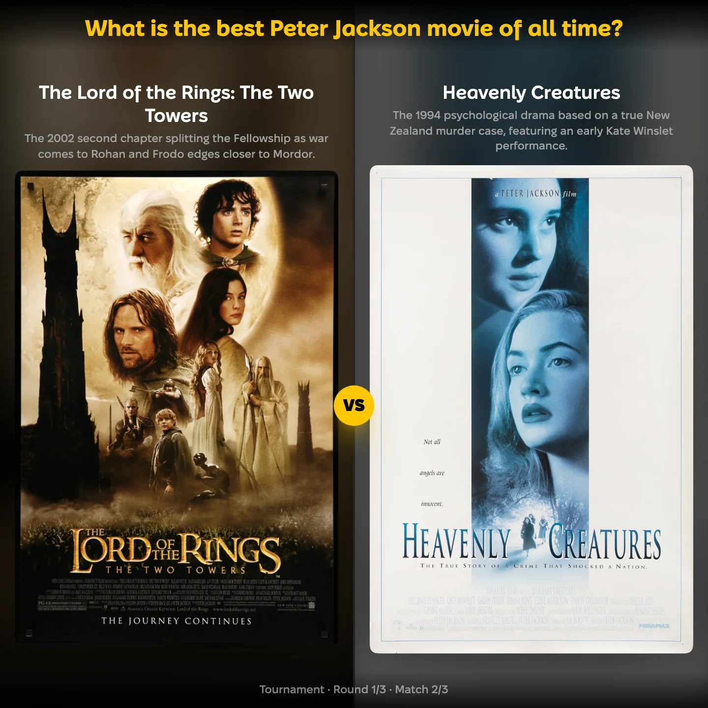 Best Peter Jackson movie of all time ranked, with The Two Towers against Heavenly Creatures