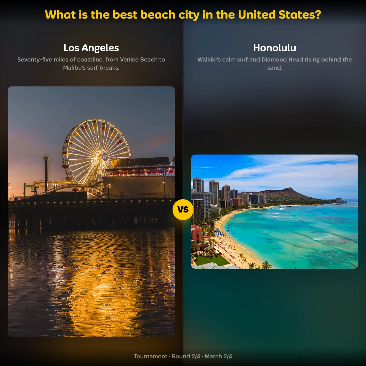 The best beach city in the United States ranked, with Los Angeles against Honolulu