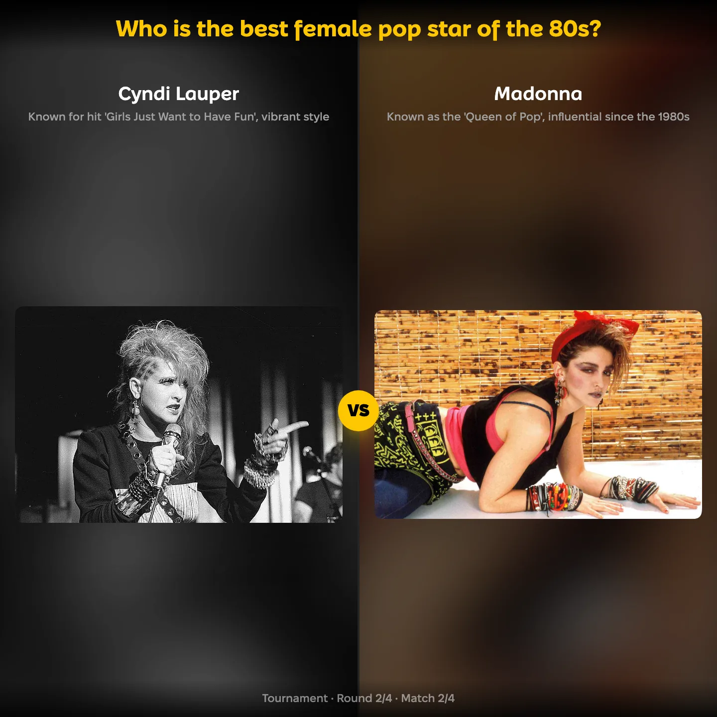 The best female pop star of the 80s ranked, with Cyndi Lauper facing Madonna