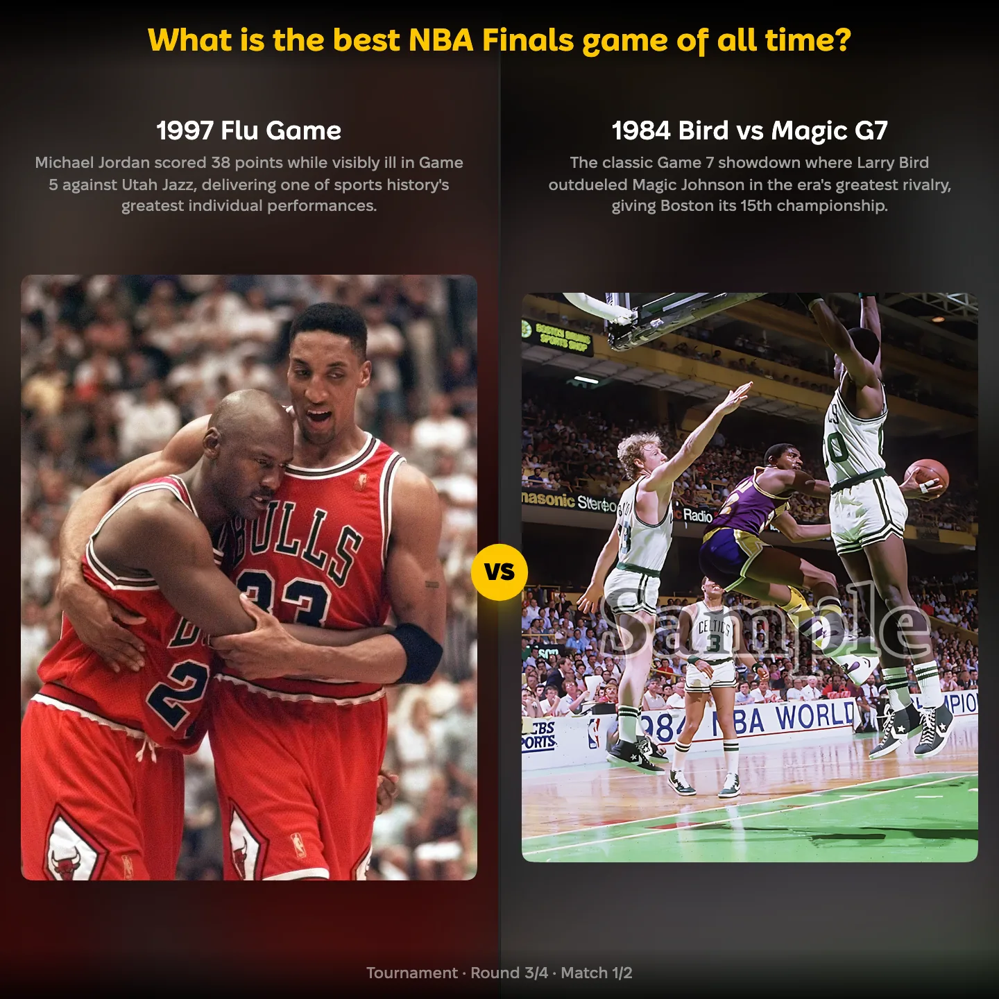 What is the best NBA Finals game of all time? Jordan's 1997 Flu Game against 1984 Bird vs Magic Game 7