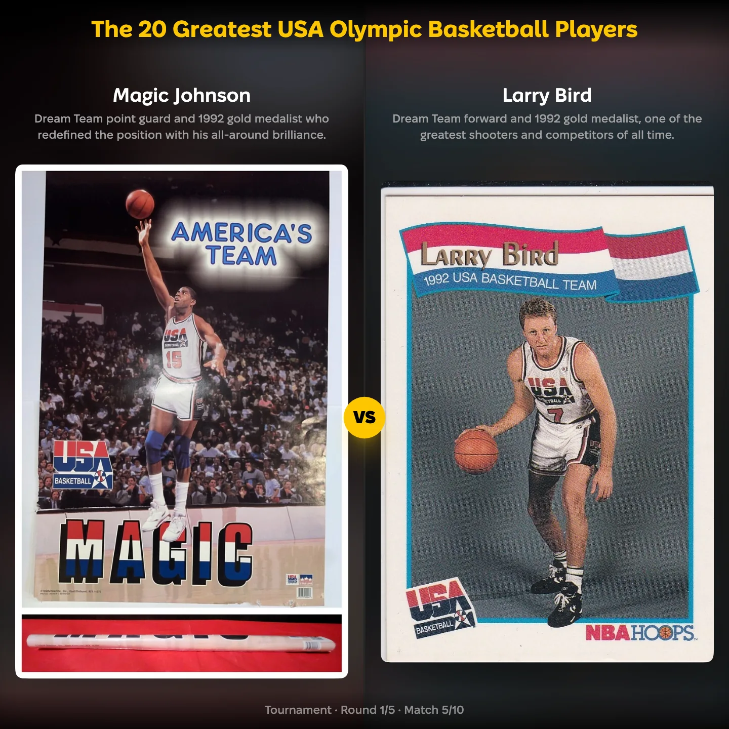 The 20 Greatest USA Olympic Basketball Players, Magic Johnson against Larry Bird