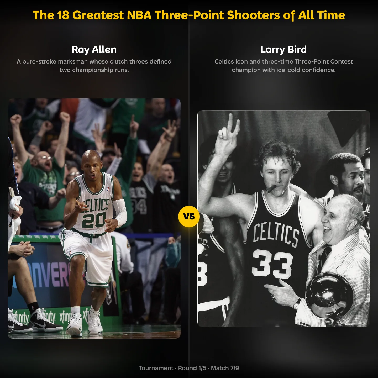 The 18 Greatest NBA Three-Point Shooters of All Time, Ray Allen against Larry Bird
