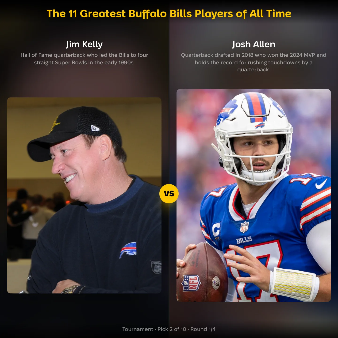 Josh Allen vs Jim Kelly in the greatest Buffalo Bills players ranking