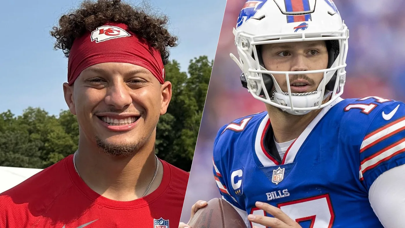Patrick Mahomes and Josh Allen side by side, the Chiefs and Bills quarterbacks