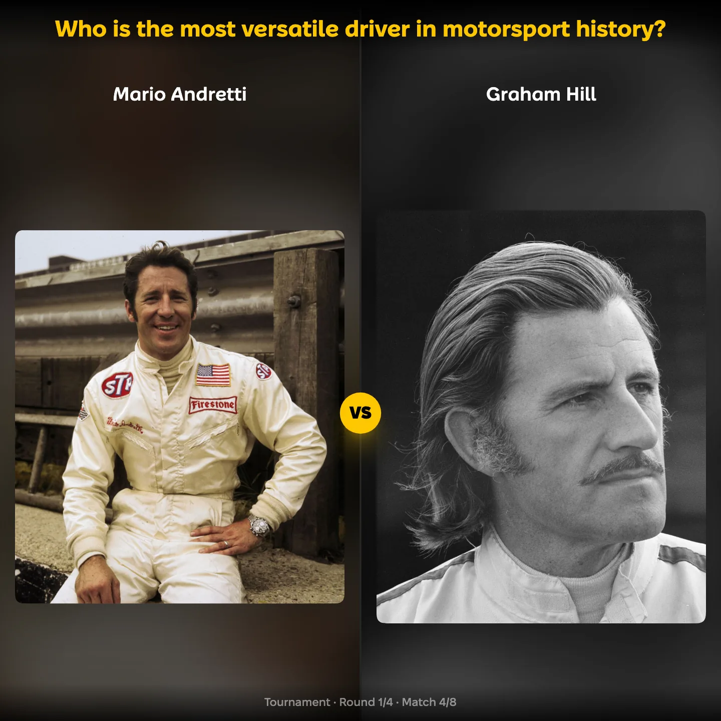 Who is the most versatile driver in motorsport history, with Mario Andretti against Graham Hill