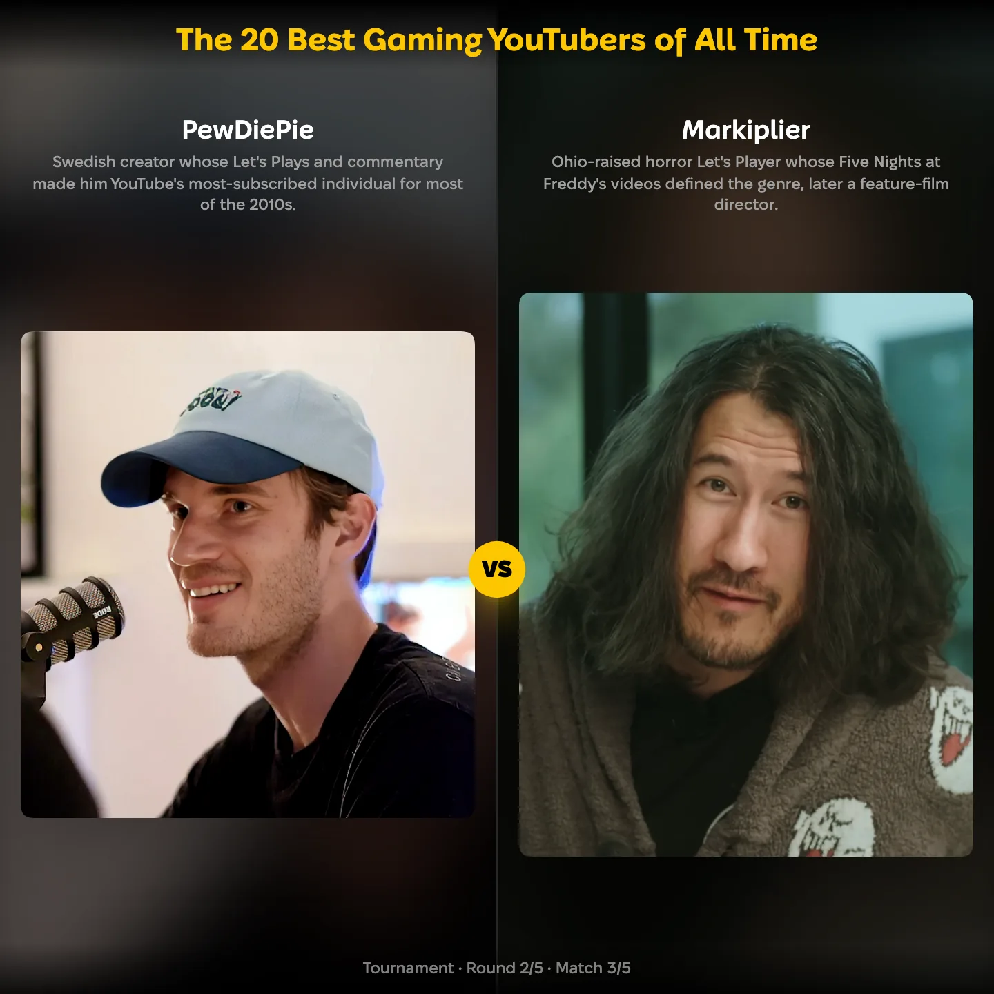 The best gaming YouTubers of all time, PewDiePie against Markiplier