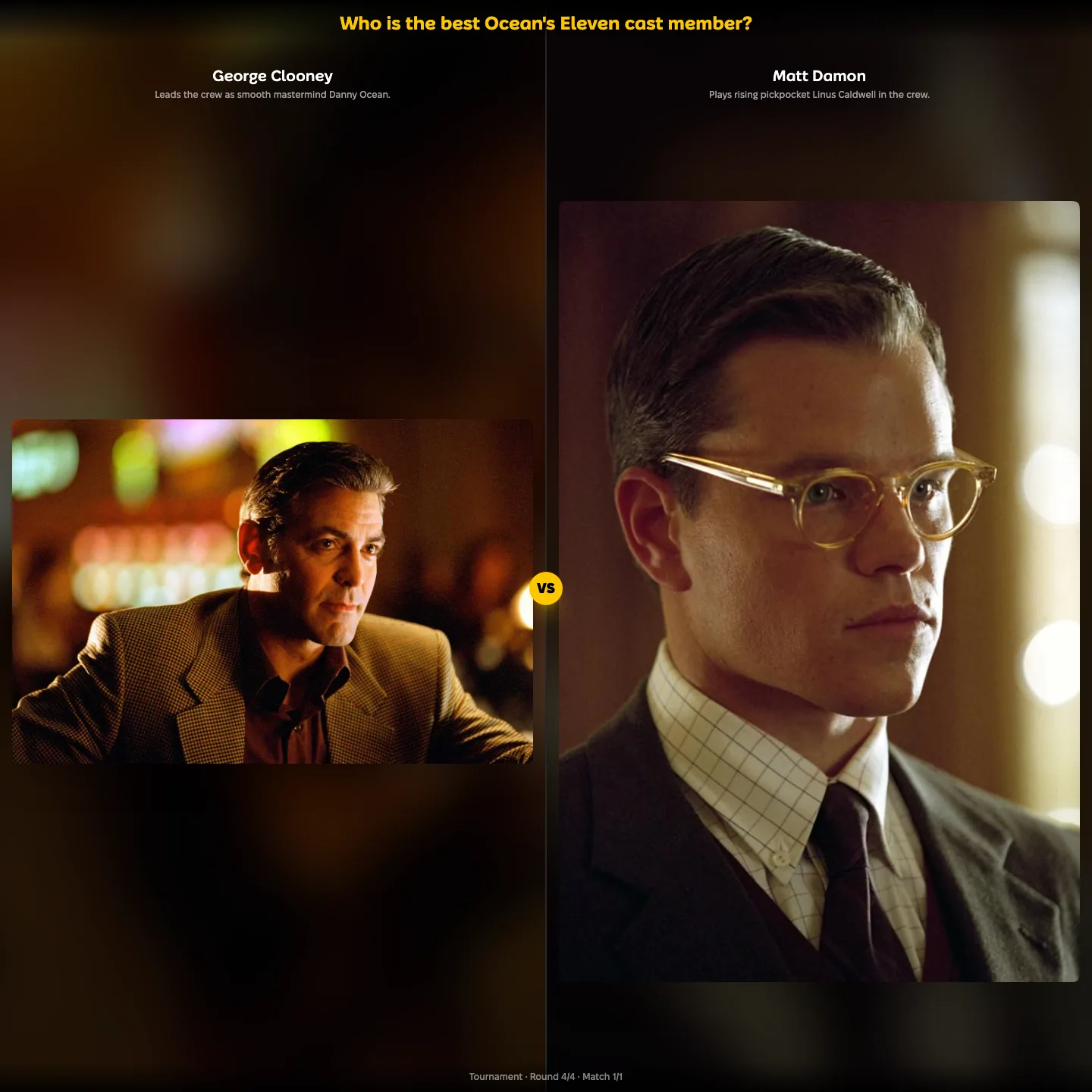 The best Ocean's Eleven cast member ranking, featuring Matt Damon