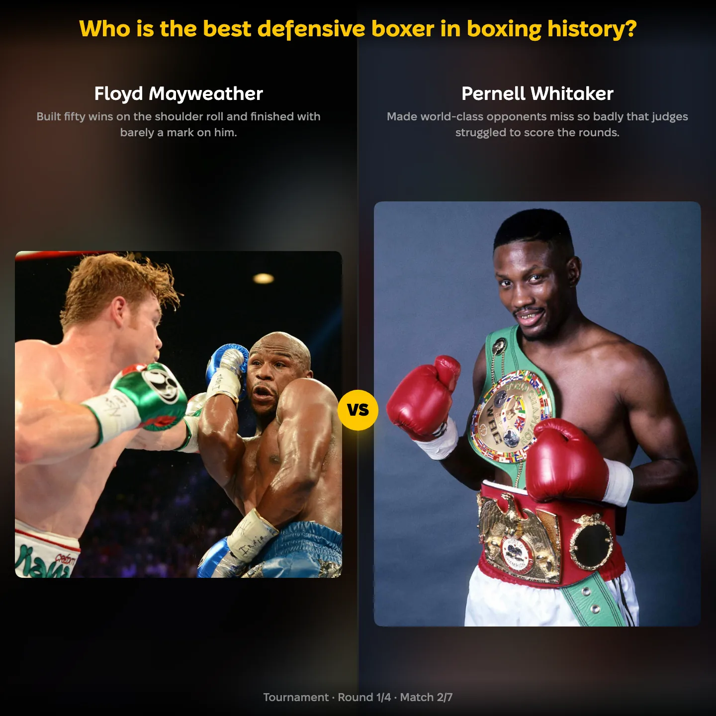 The best defensive boxer in boxing history ranked, with Floyd Mayweather against Pernell Whitaker
