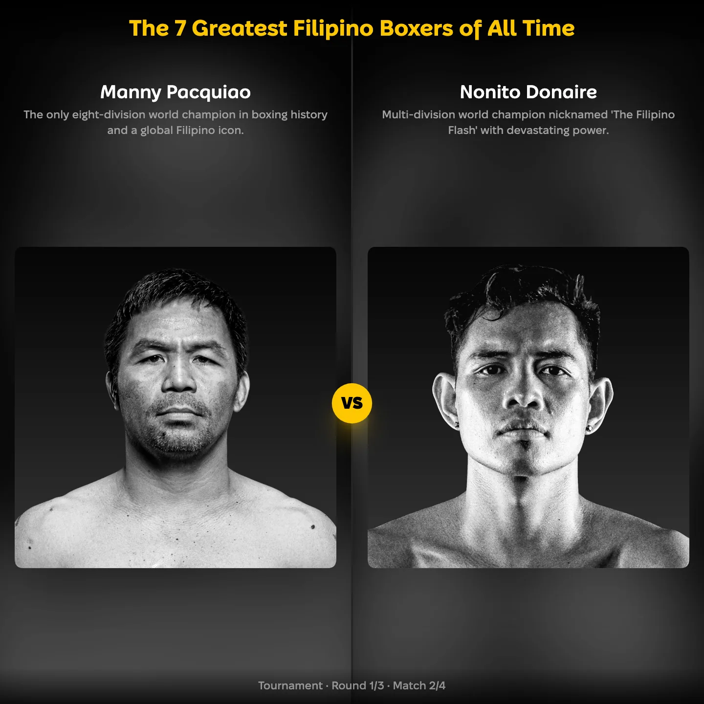 The greatest Filipino boxers of all time ranked, with Manny Pacquiao against Nonito Donaire