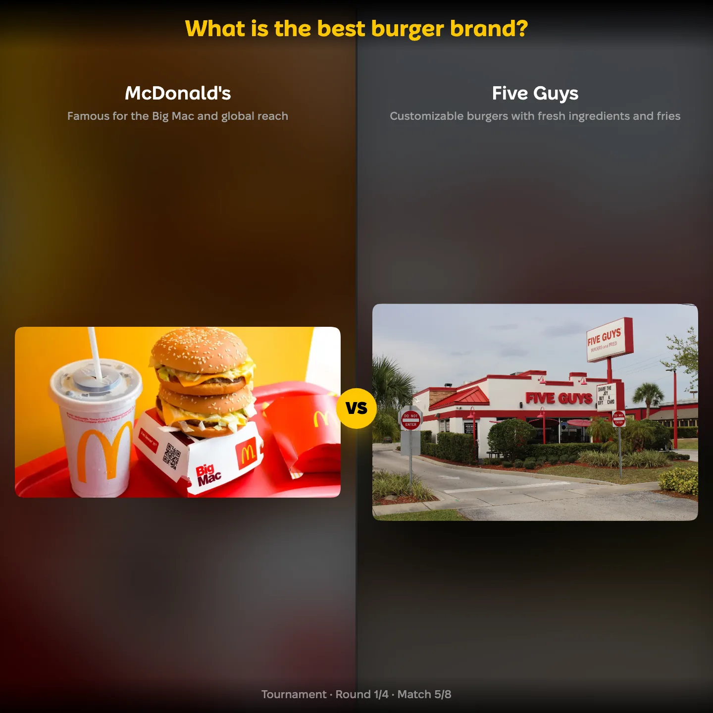 The best burger brand ranked, with McDonald's against Five Guys
