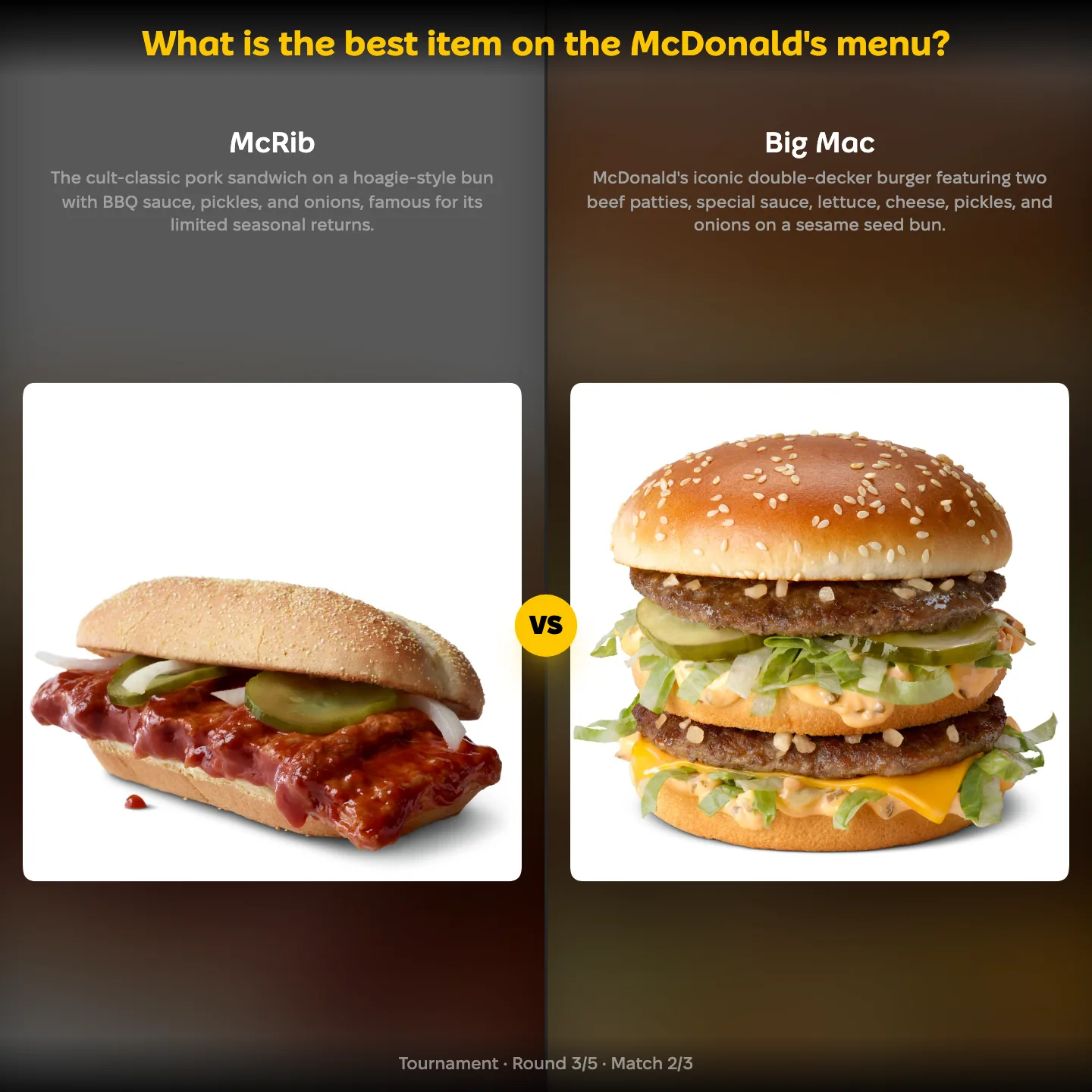 The best item on the McDonald's menu ranked, with the McRib against the Big Mac