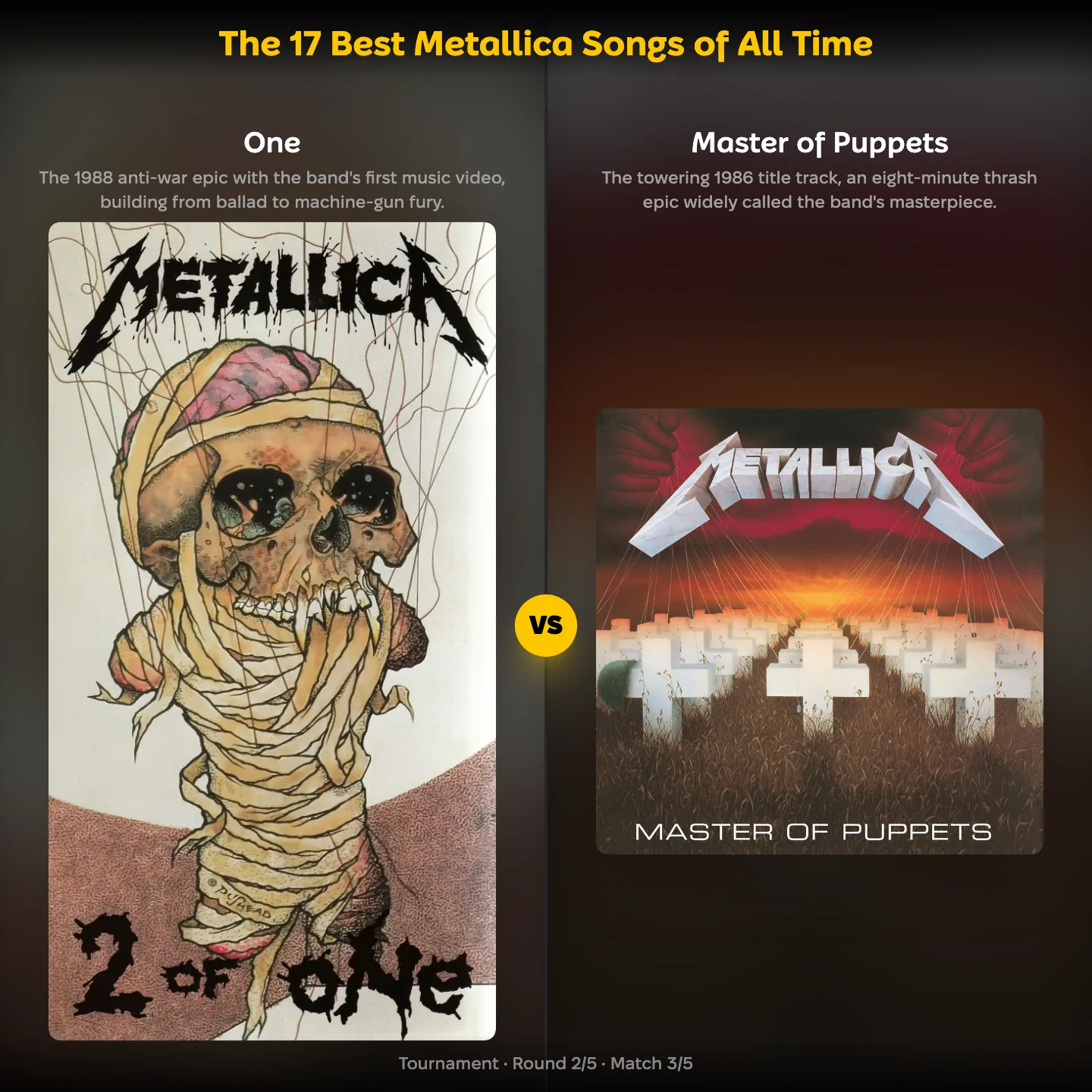 The 17 best Metallica songs of all time ranked, with One against Master of Puppets