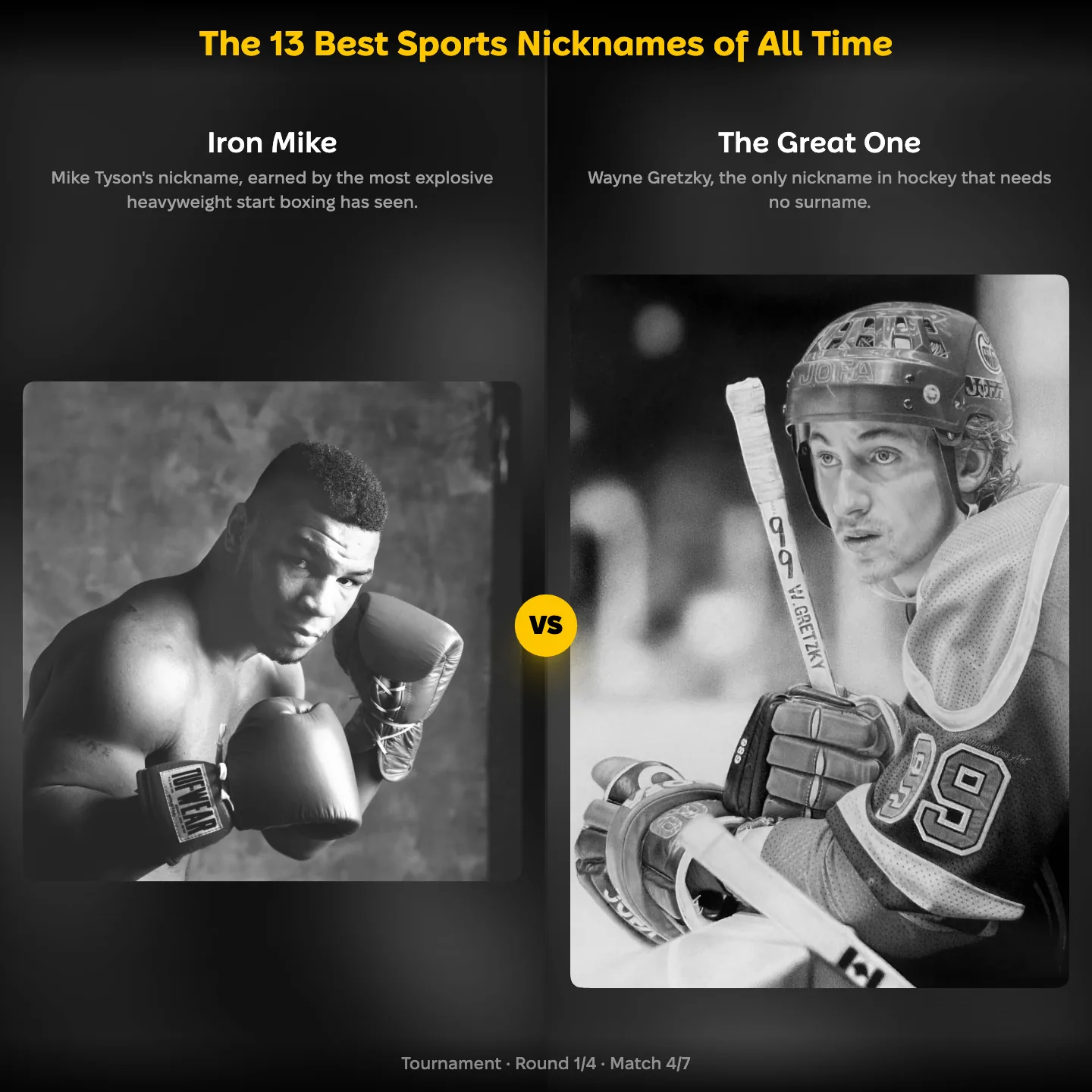 Iron Mike against The Great One in the 13 Best Sports Nicknames of All Time ranking