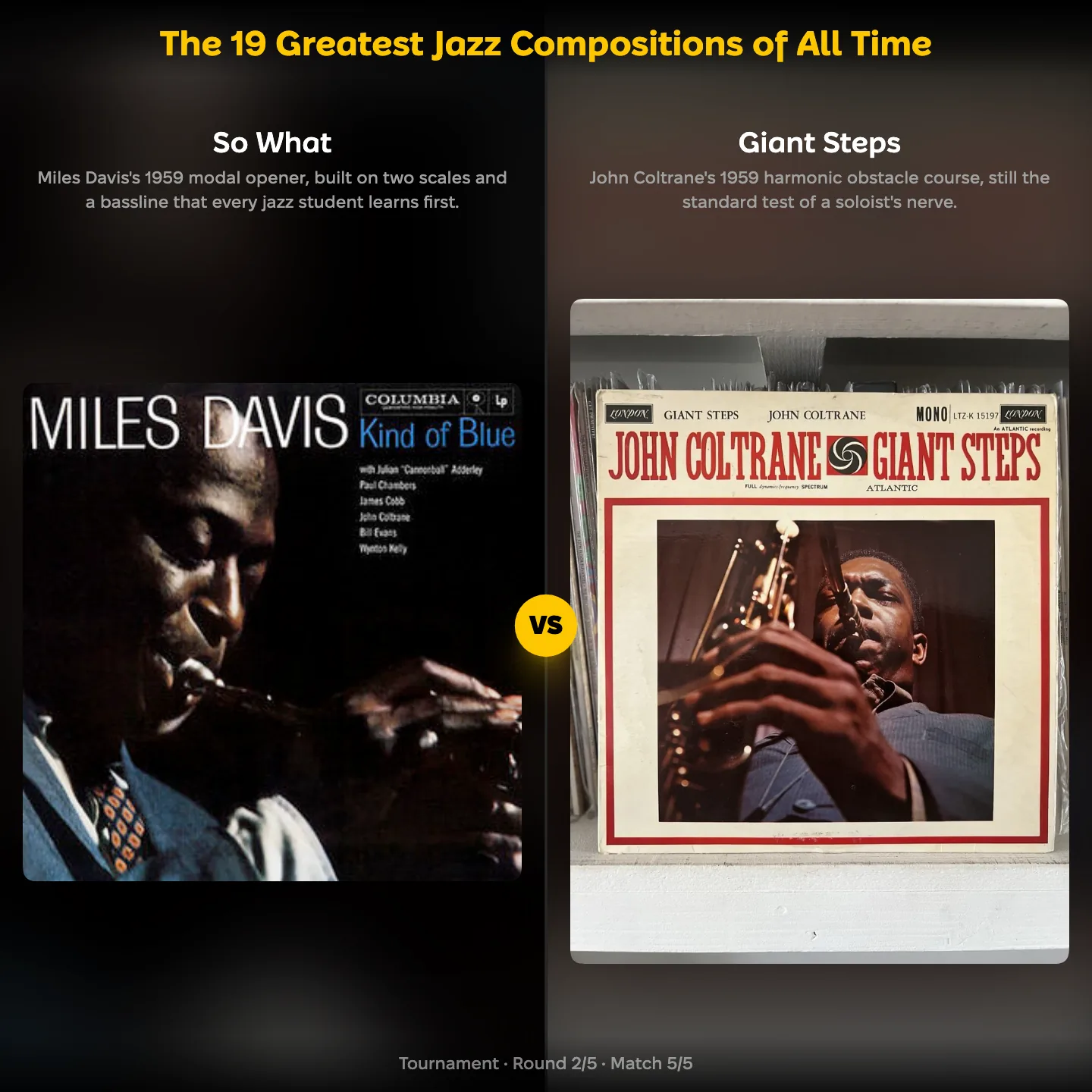 So What against Giant Steps in the greatest jazz compositions ranking