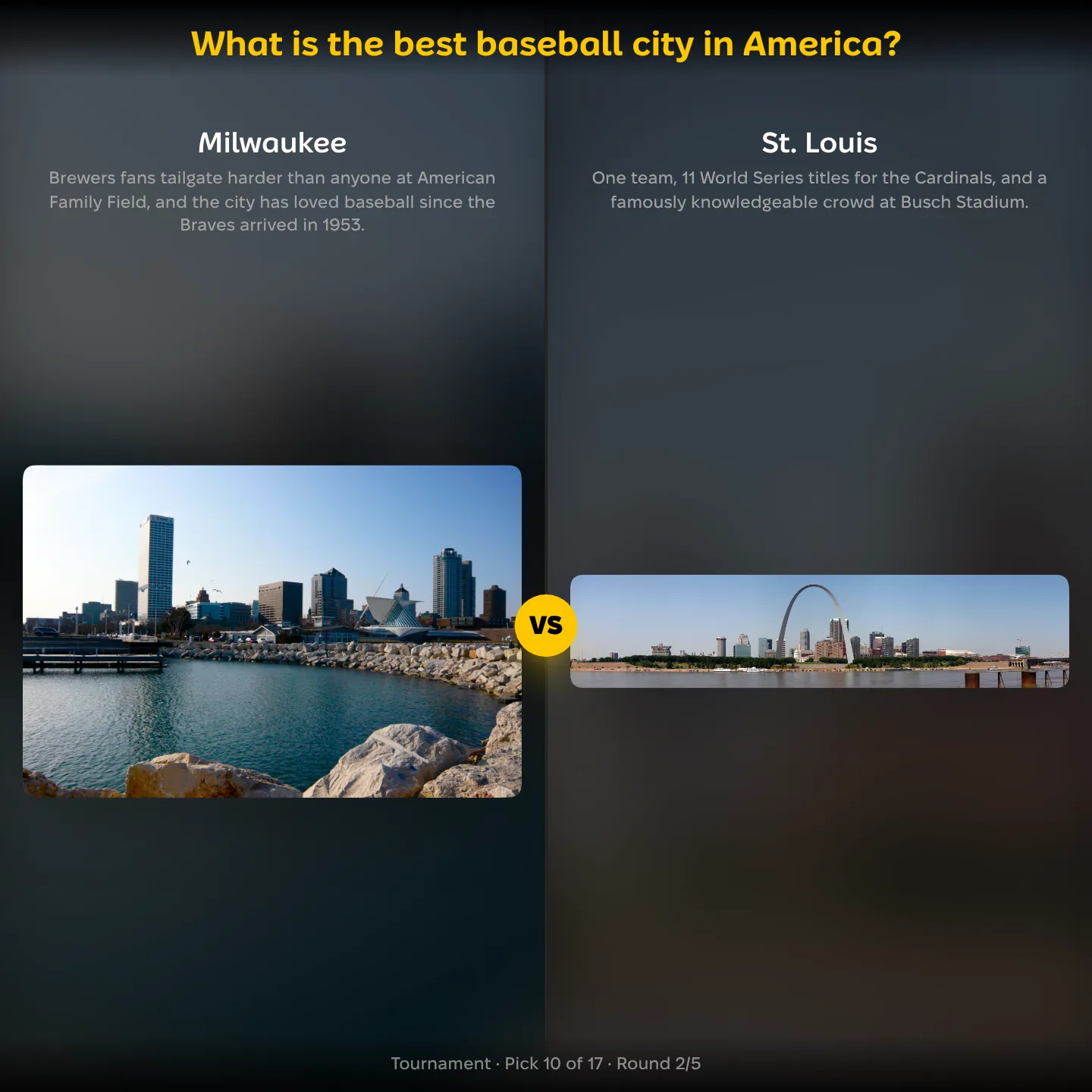 What is the best baseball city in America, Milwaukee against St. Louis