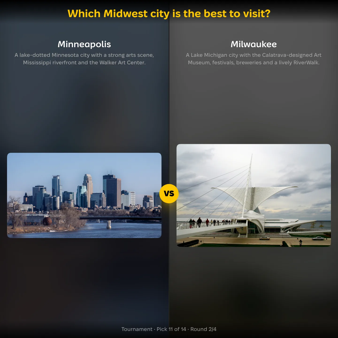 Which Midwest city is the best to visit, with Milwaukee against Minneapolis