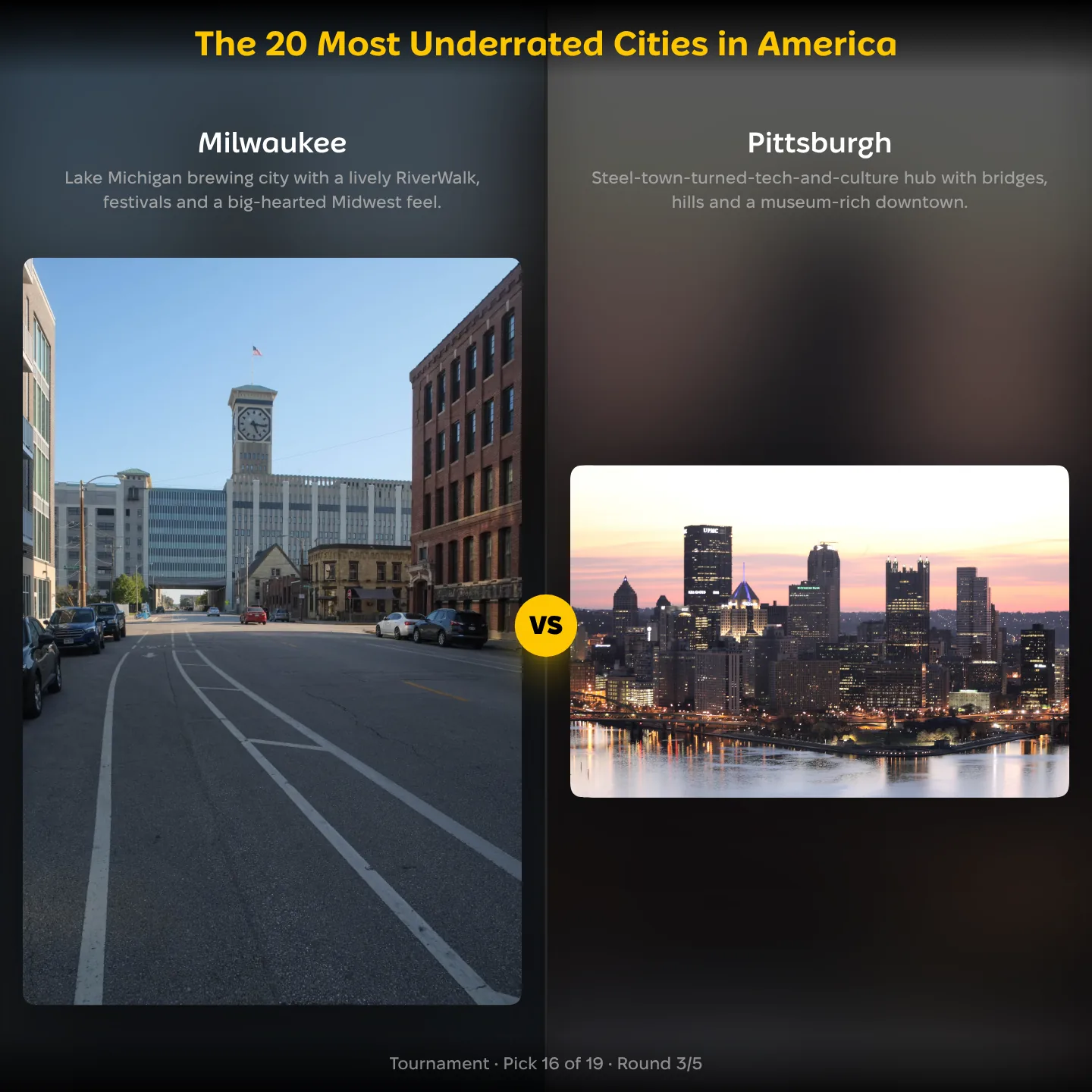 The 20 most underrated cities in America, with Milwaukee against Pittsburgh