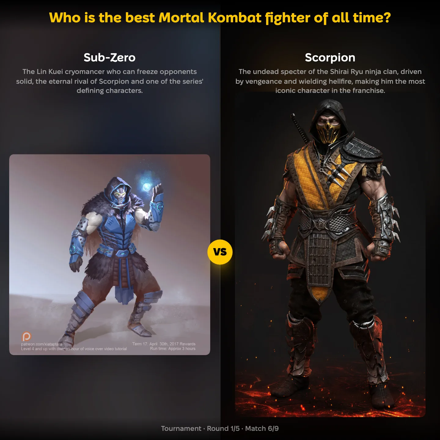 The best Mortal Kombat fighter of all time ranked, with Sub-Zero against Scorpion