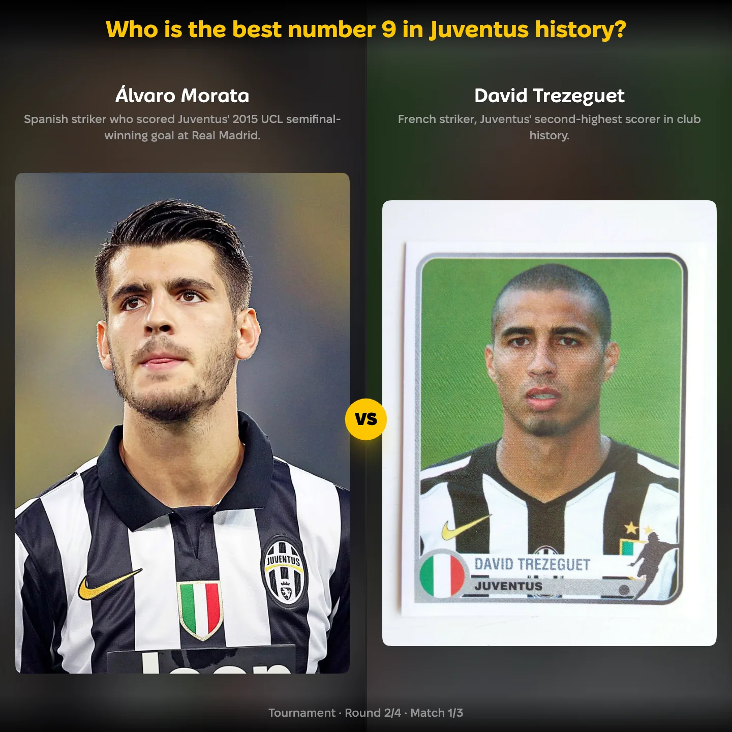 The best number 9 in Juventus history ranked, Álvaro Morata against David Trezeguet