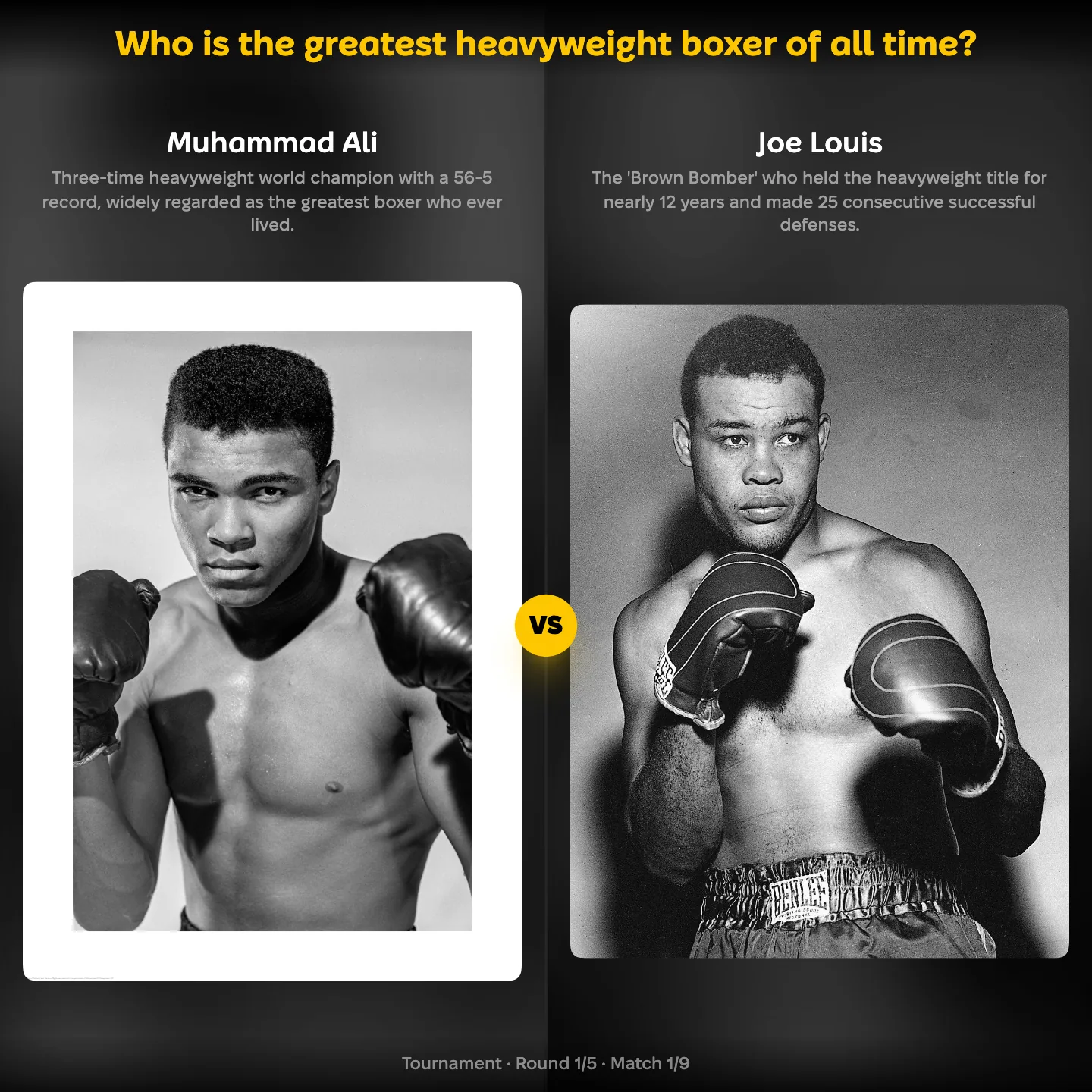 Who is the greatest heavyweight boxer of all time, Muhammad Ali against Joe Louis
