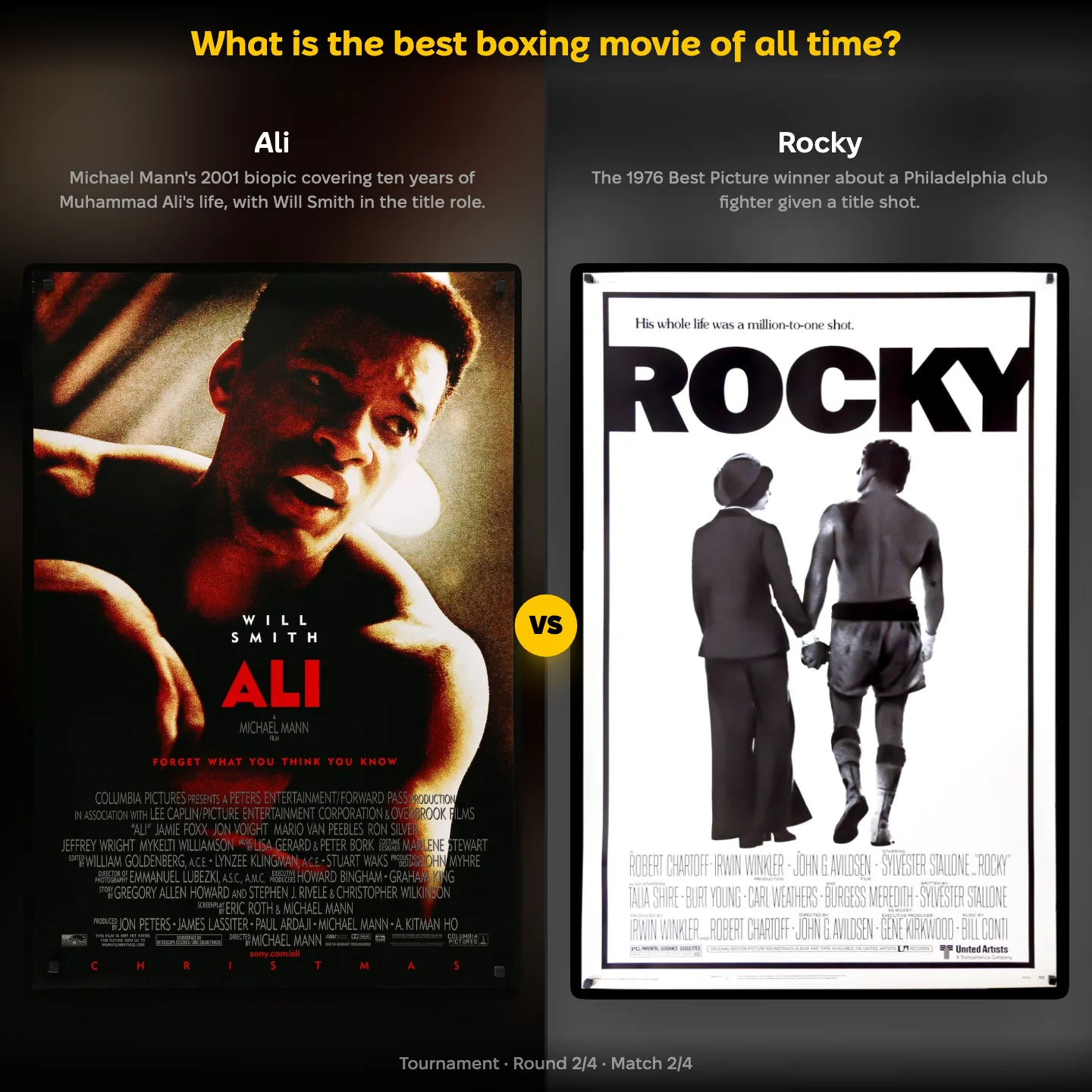 The best boxing movie of all time ranked, with the Muhammad Ali biopic Ali facing Rocky