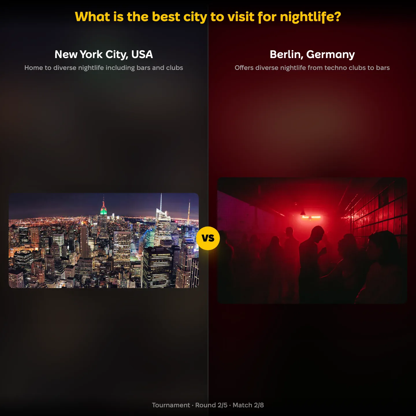 The best city to visit for nightlife ranked, with New York City against Berlin