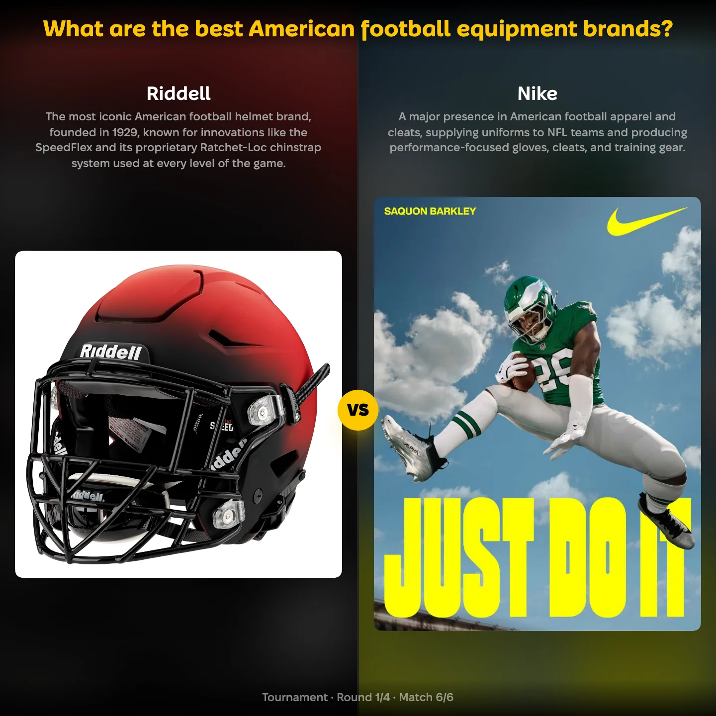 The best American football equipment brands ranked, Riddell against Nike
