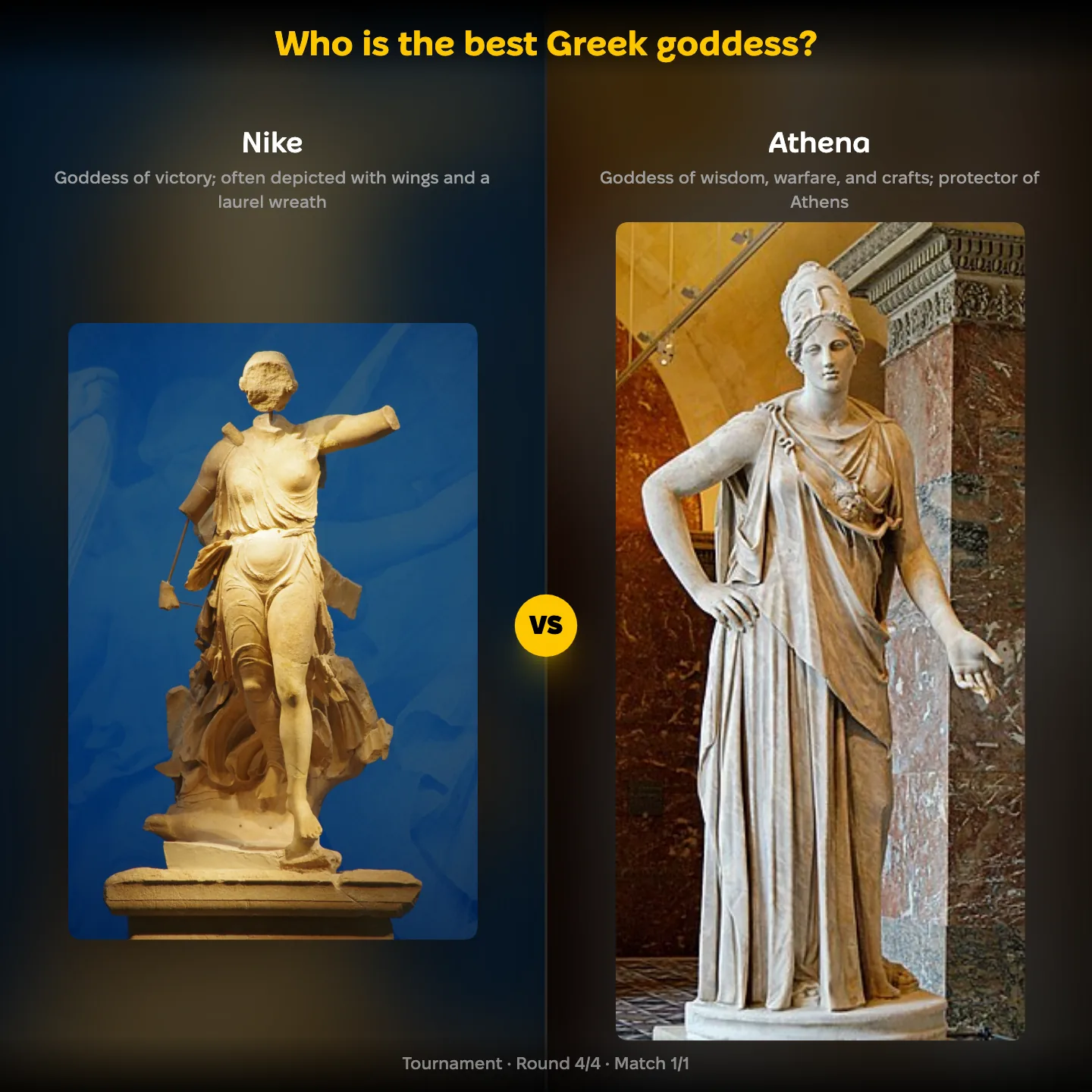 The best Greek goddess ranked, Nike against Athena