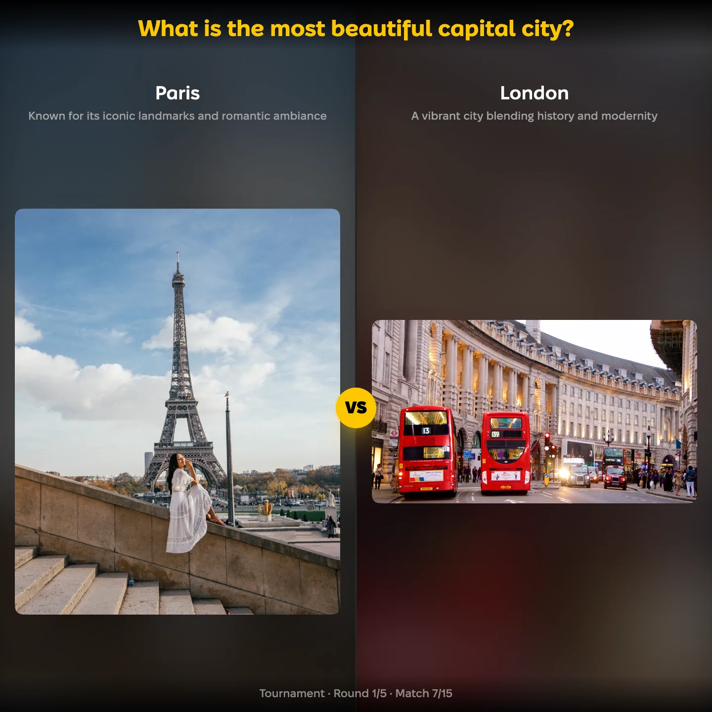 Paris against London in the most beautiful capital city ranking