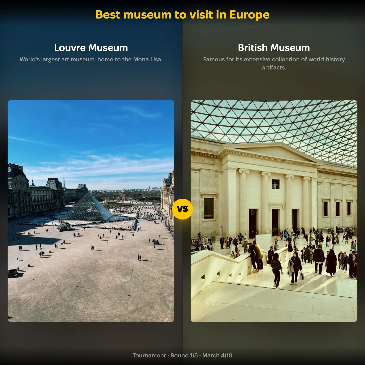 The Louvre against the British Museum in the best museum in Europe ranking