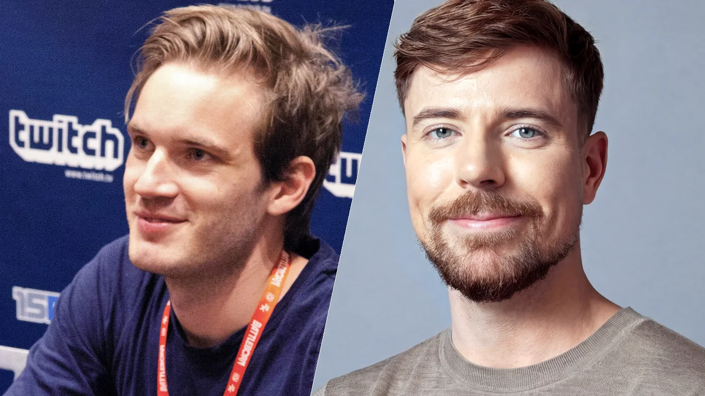 PewDiePie and MrBeast side by side