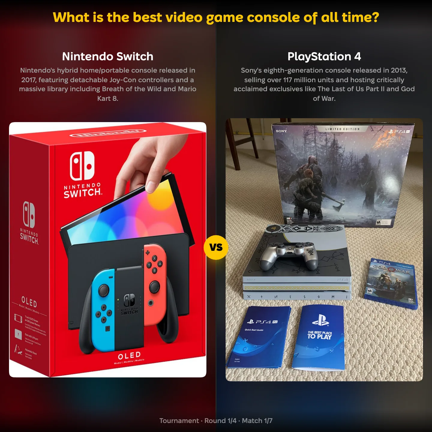 The best video game console of all time ranked, with the Nintendo Switch against the PlayStation 4