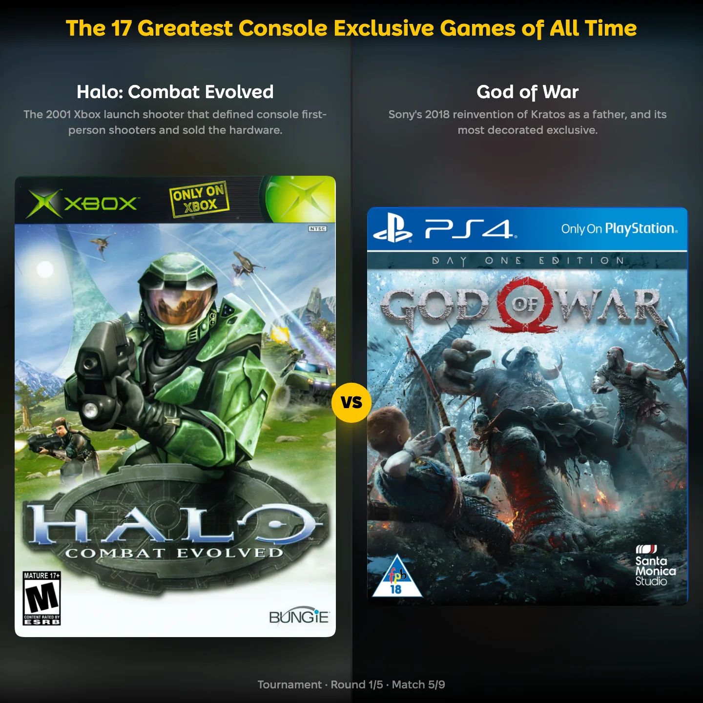 The greatest console exclusive games of all time ranked, with Halo: Combat Evolved against God of War