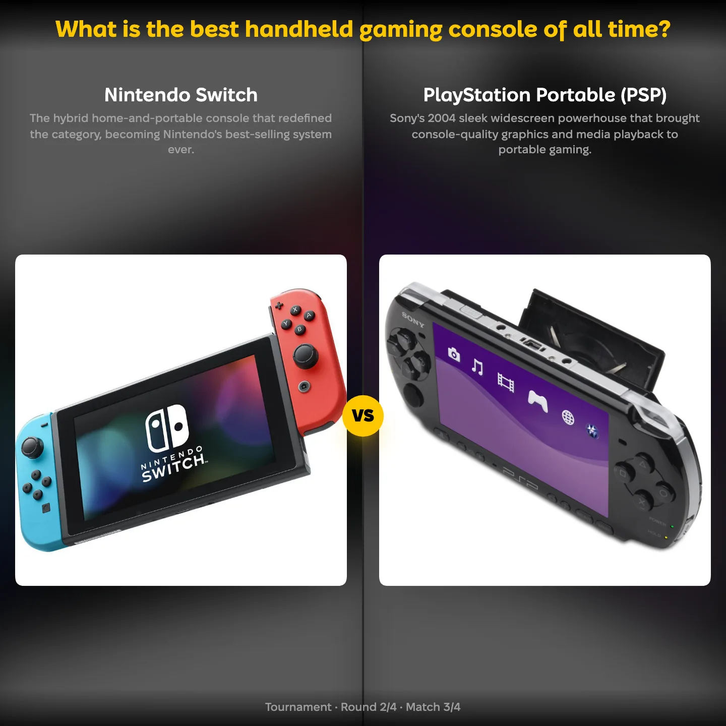 The best handheld gaming console of all time ranked, with the Nintendo Switch against the PlayStation Portable