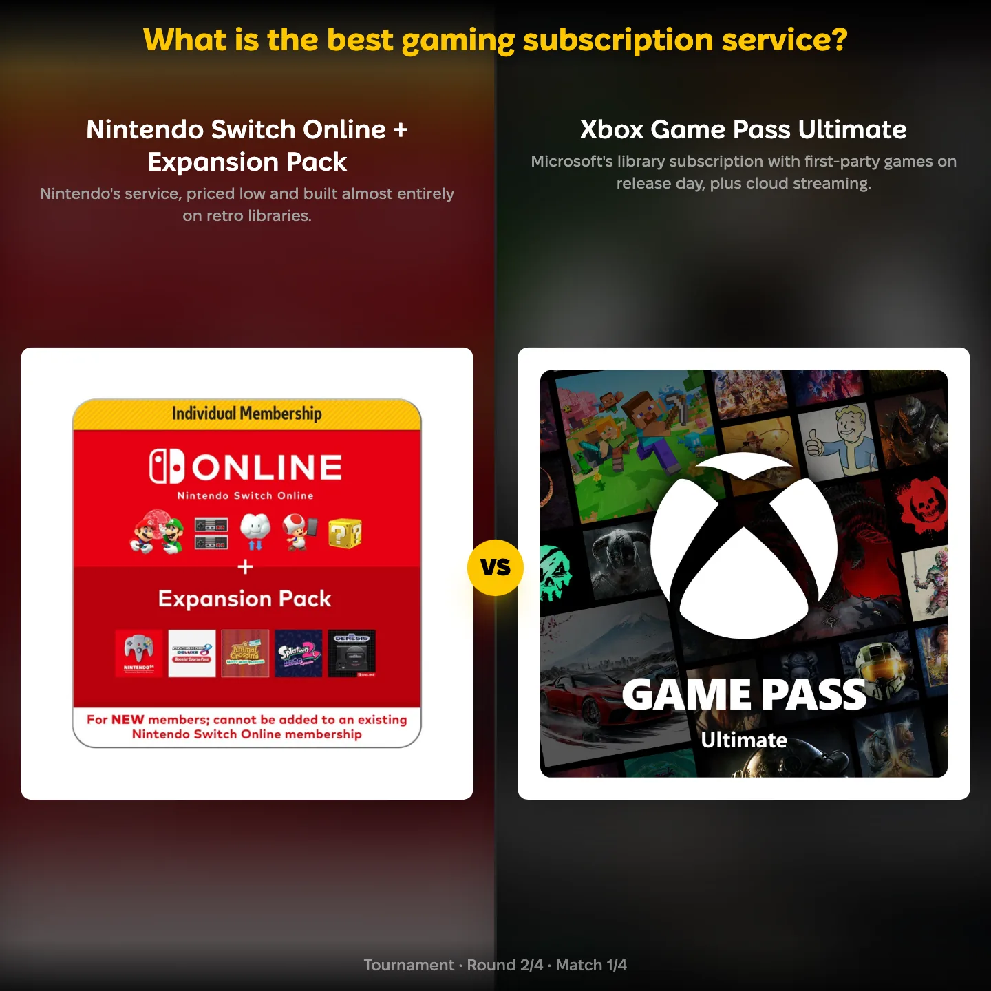 The best gaming subscription service ranked, with Nintendo Switch Online against Xbox Game Pass Ultimate