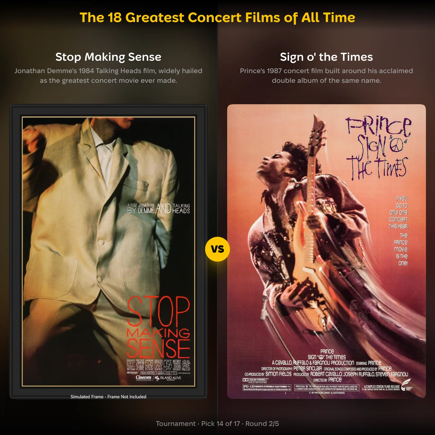 The greatest concert films of all time ranked, with Sign o' the Times against Stop Making Sense