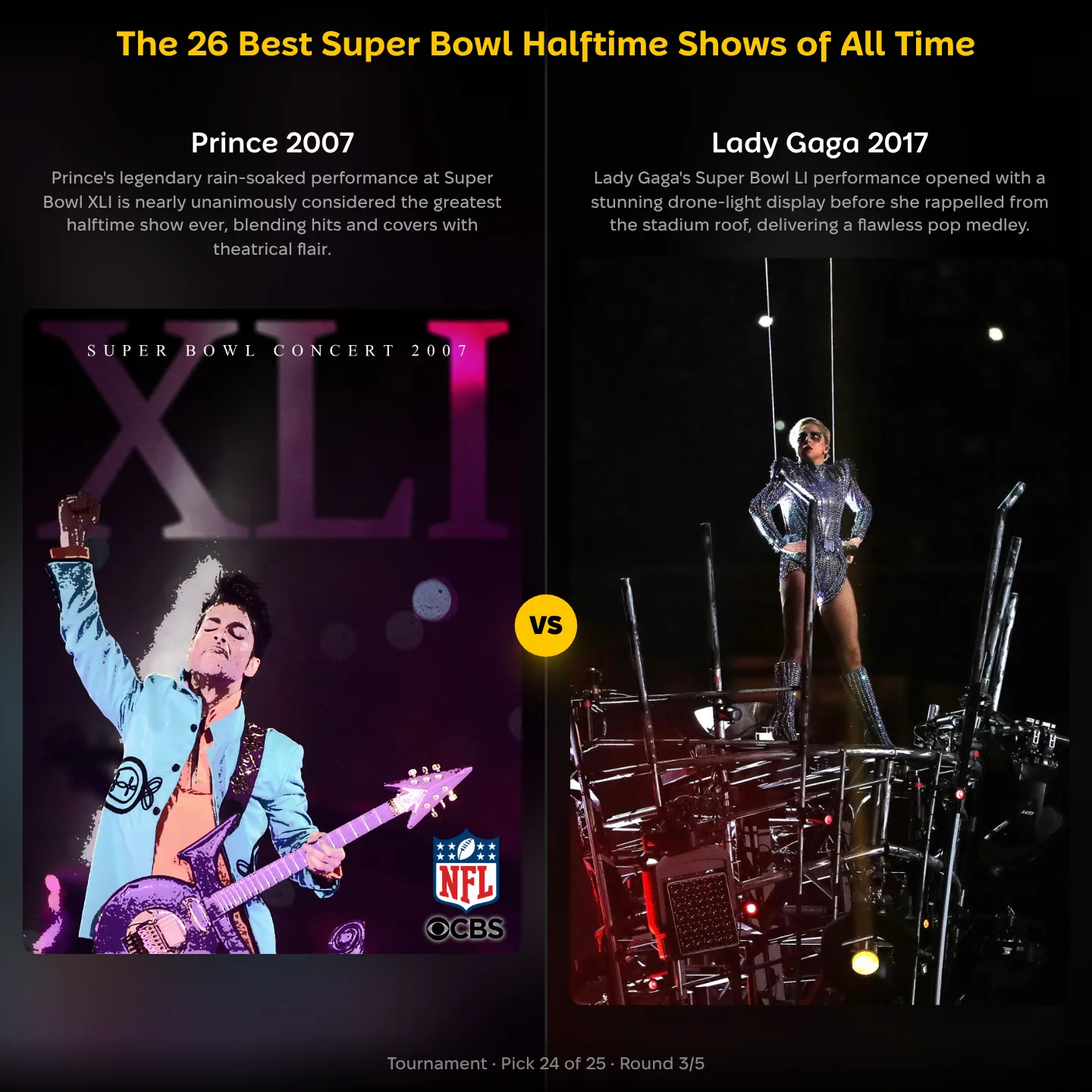 The best Super Bowl halftime shows ranked, with Prince's 2007 set against Lady Gaga's 2017 show
