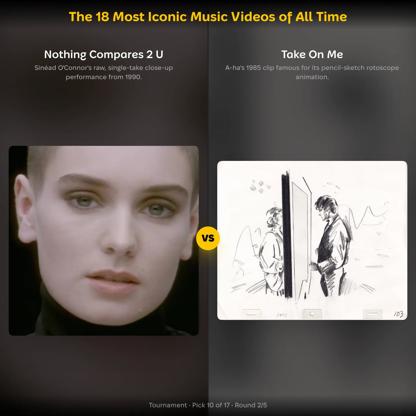 The most iconic music videos ranked, with Nothing Compares 2 U against a-ha's Take On Me