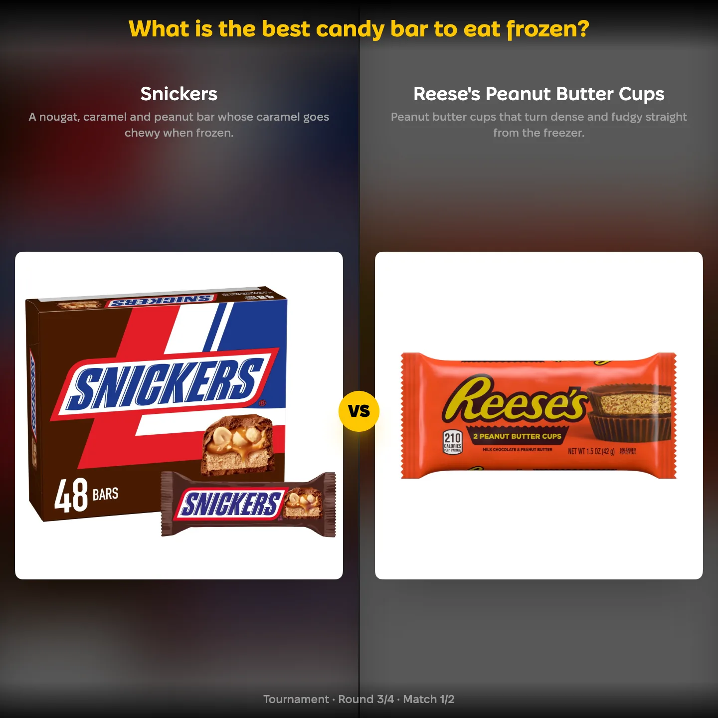 Best candy bar to eat frozen: Snickers vs Reese's Peanut Butter Cups