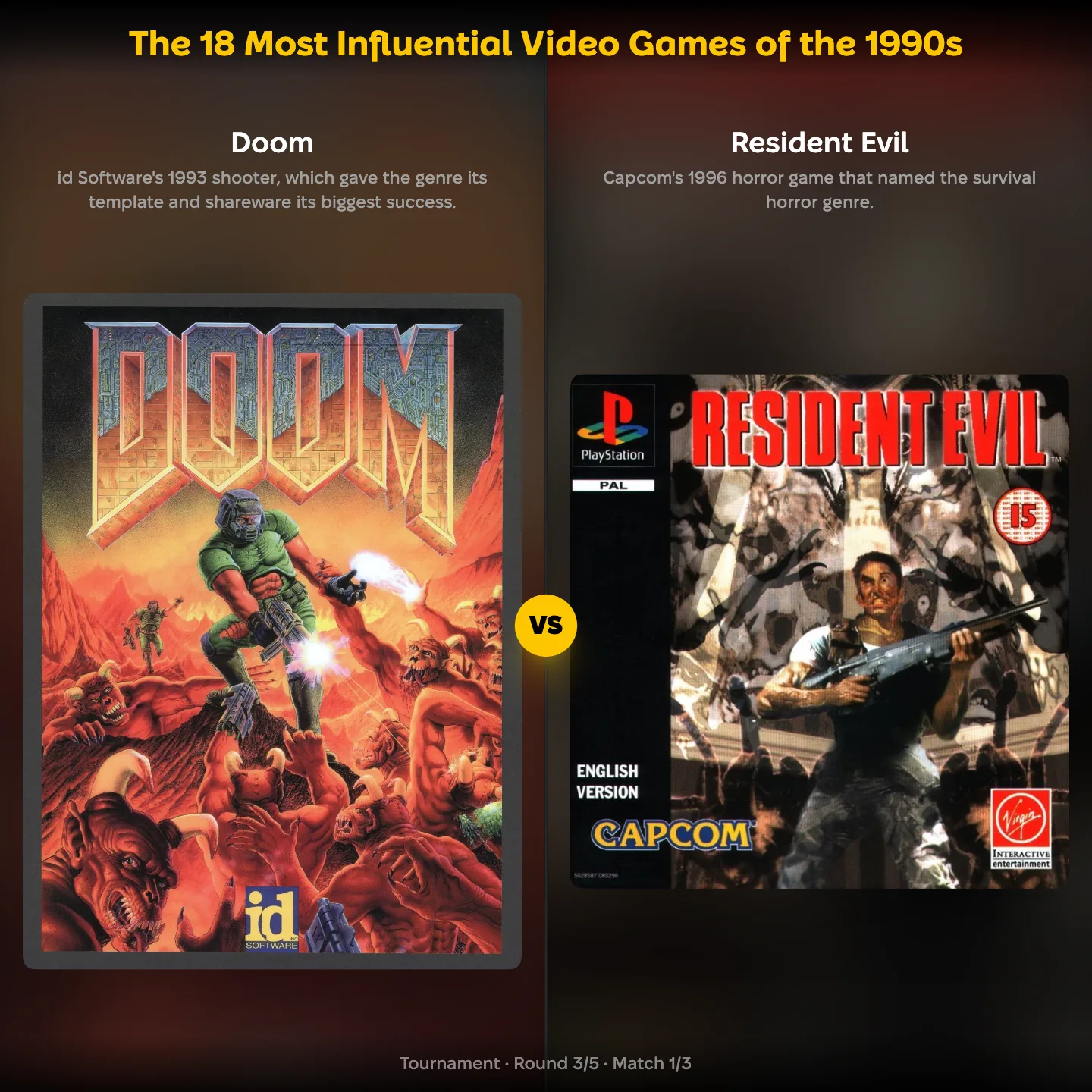 The most influential video games of the 1990s ranked: Doom against the original Resident Evil