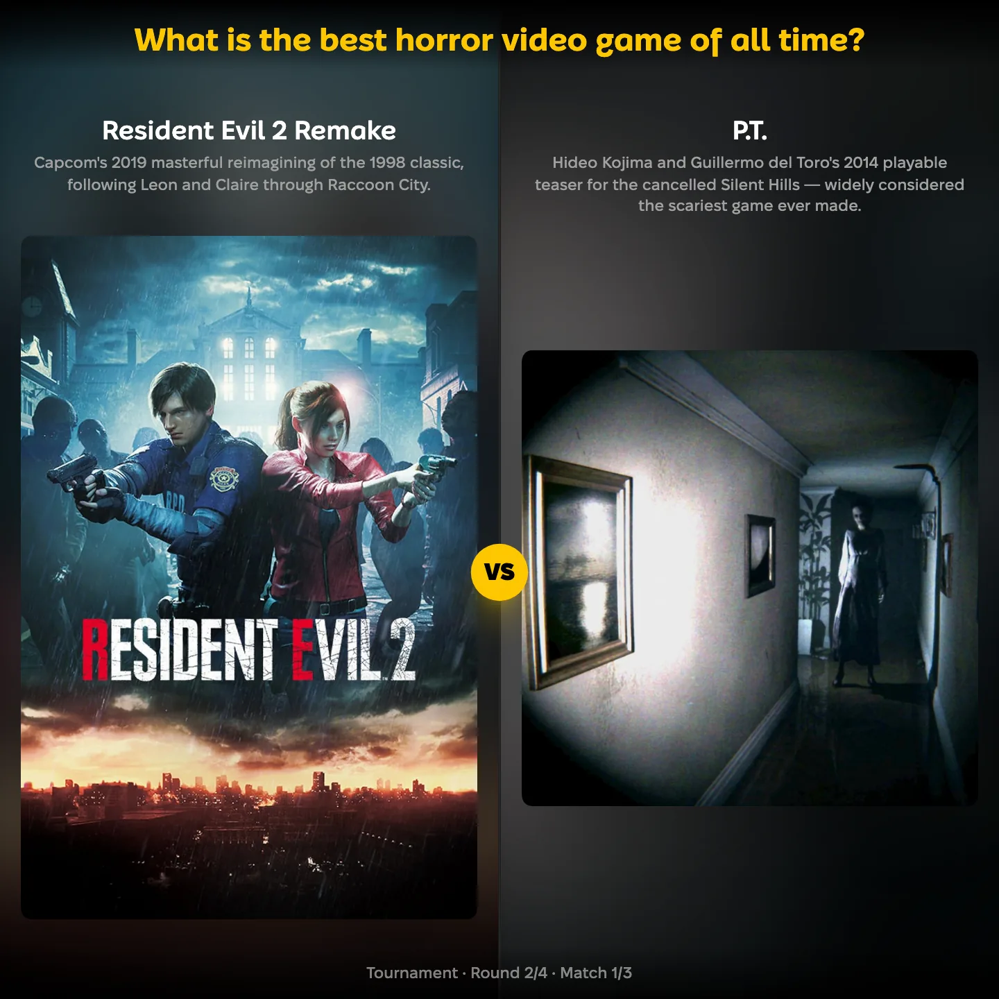 The best horror video game of all time ranked: Resident Evil 2 Remake against P.T., the cancelled Silent Hills teaser