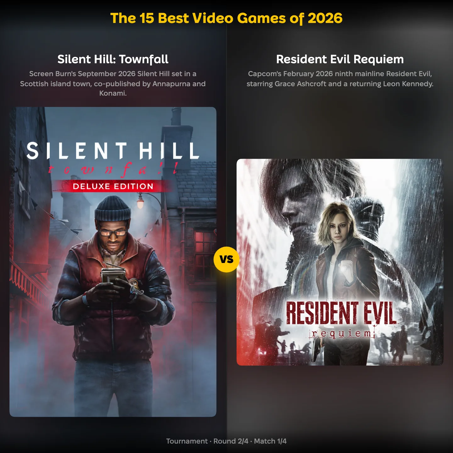 The best video games of 2026 ranked: Silent Hill: Townfall against Resident Evil Requiem