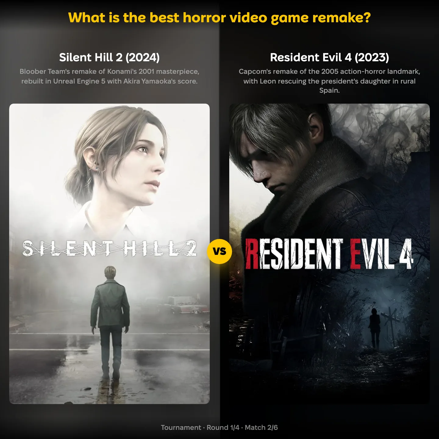 The best horror video game remake ranked: Silent Hill 2 (2024) against Resident Evil 4 (2023)