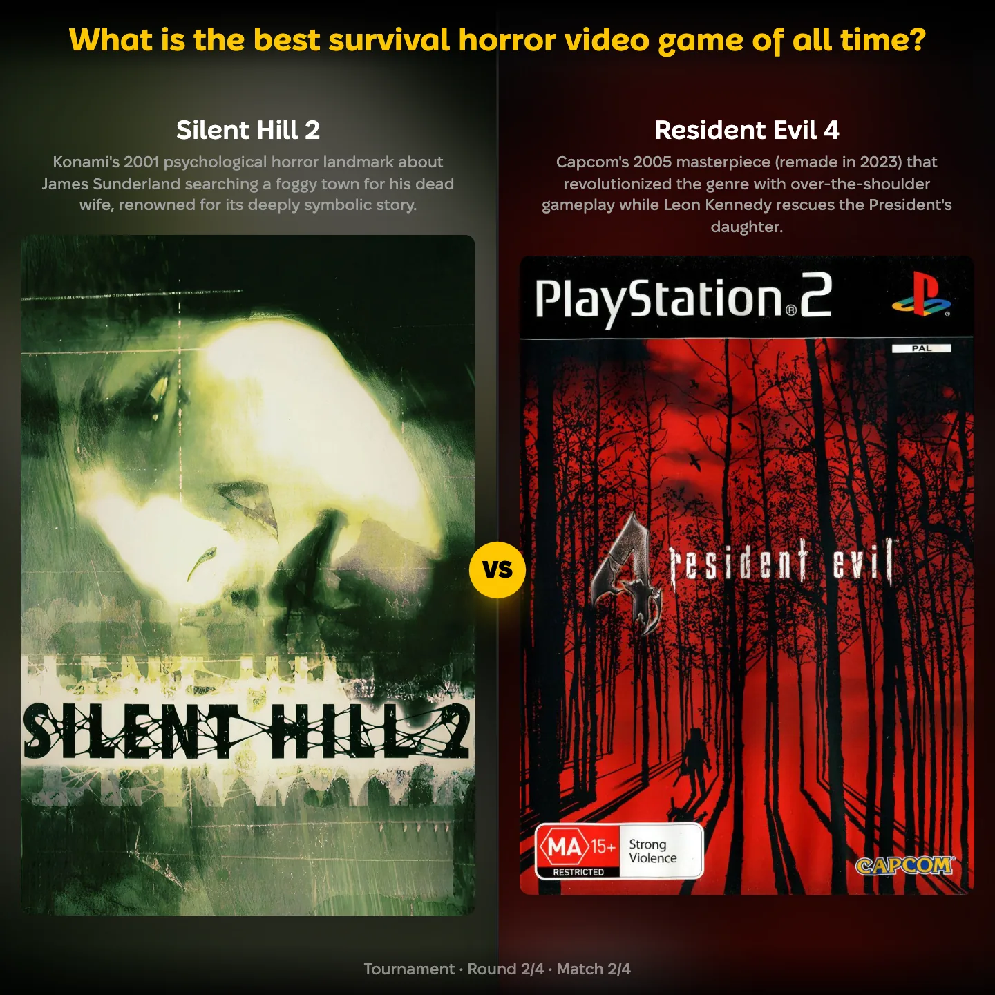 The best survival horror video game of all time ranked: Silent Hill 2 against Resident Evil 4