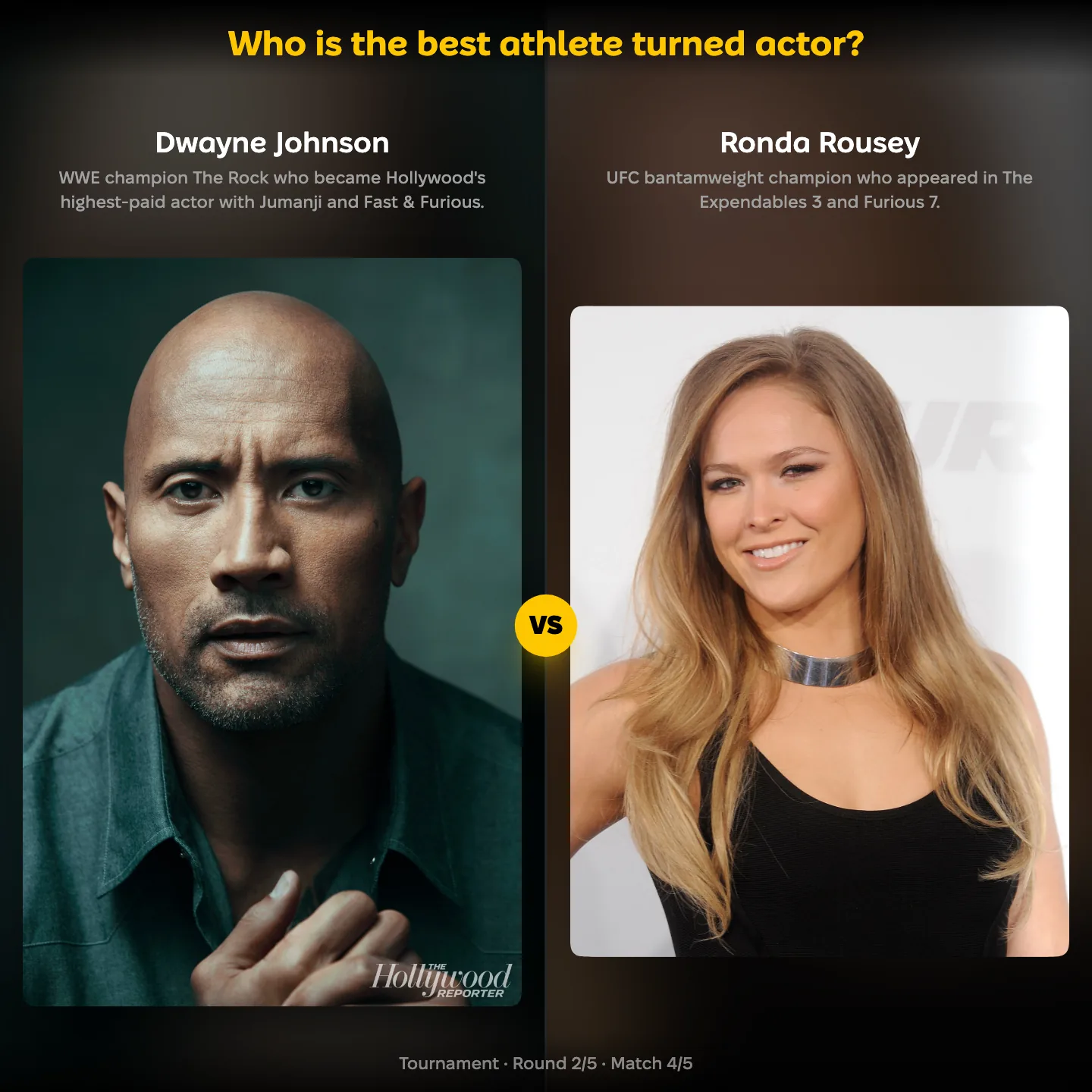 The best athlete turned actor ranked, with Ronda Rousey against Dwayne Johnson