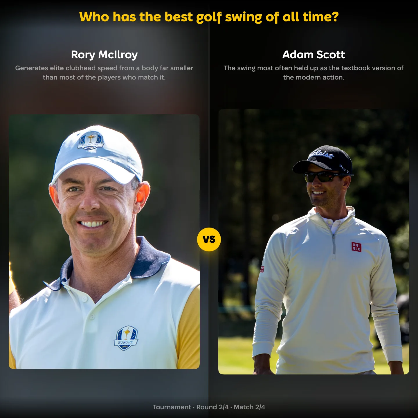 The best golf swing of all time ranked: Rory McIlroy against Adam Scott