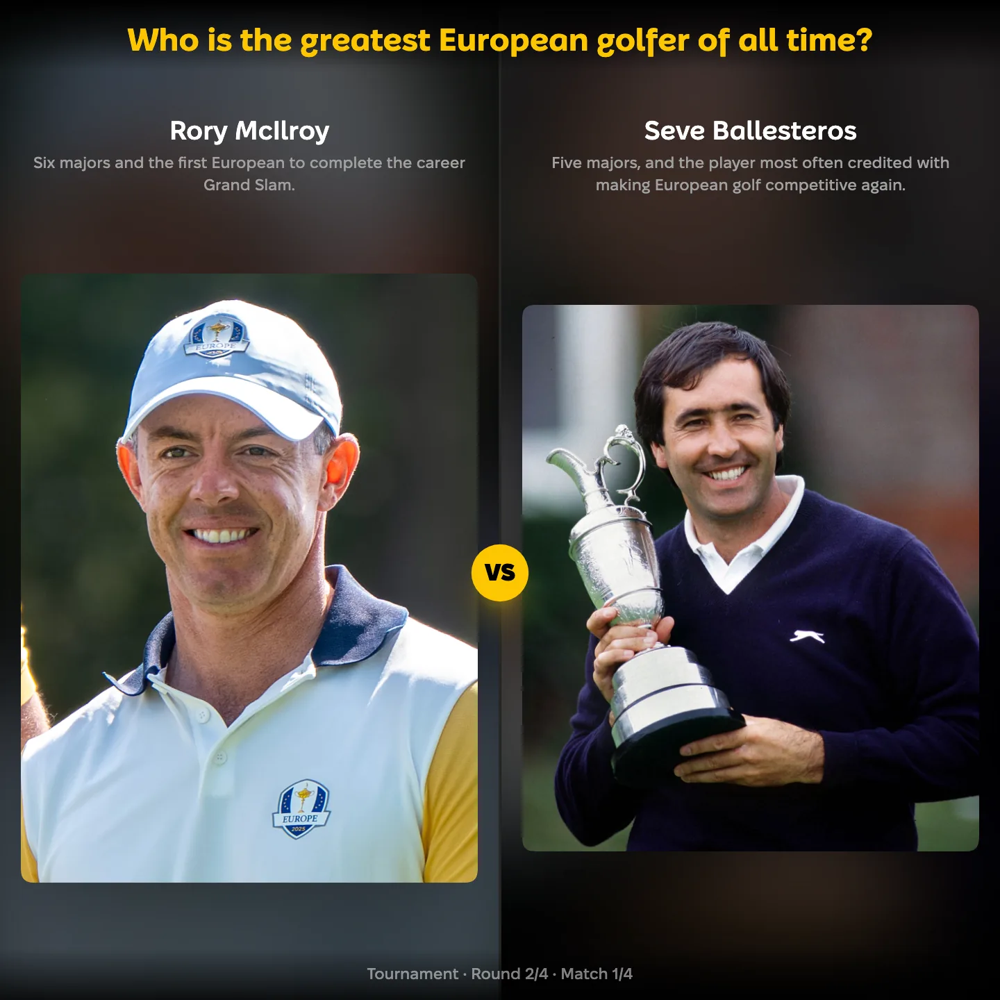 The greatest European golfer of all time ranked: Rory McIlroy against Seve Ballesteros