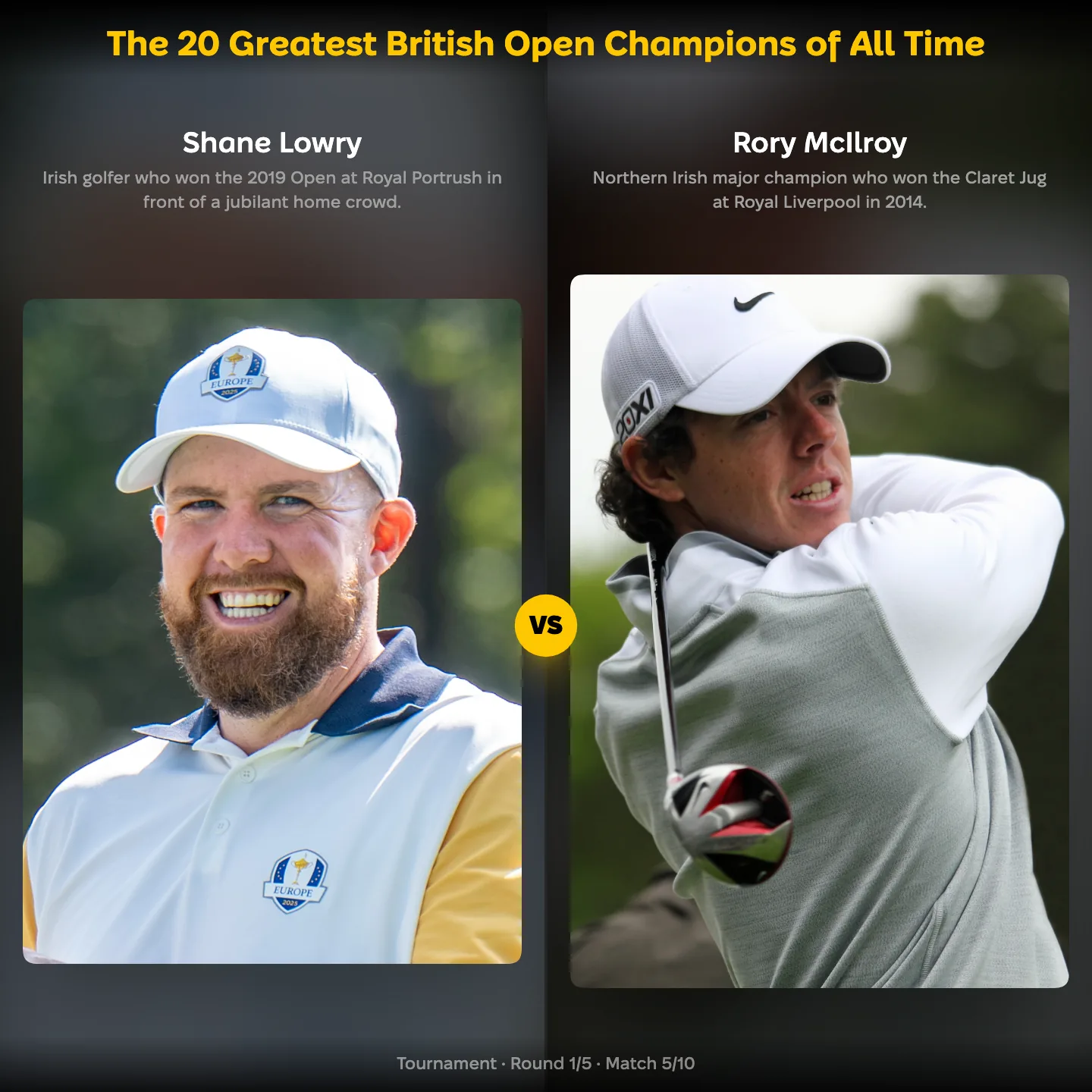 The 20 greatest British Open champions ranked: Shane Lowry against Rory McIlroy